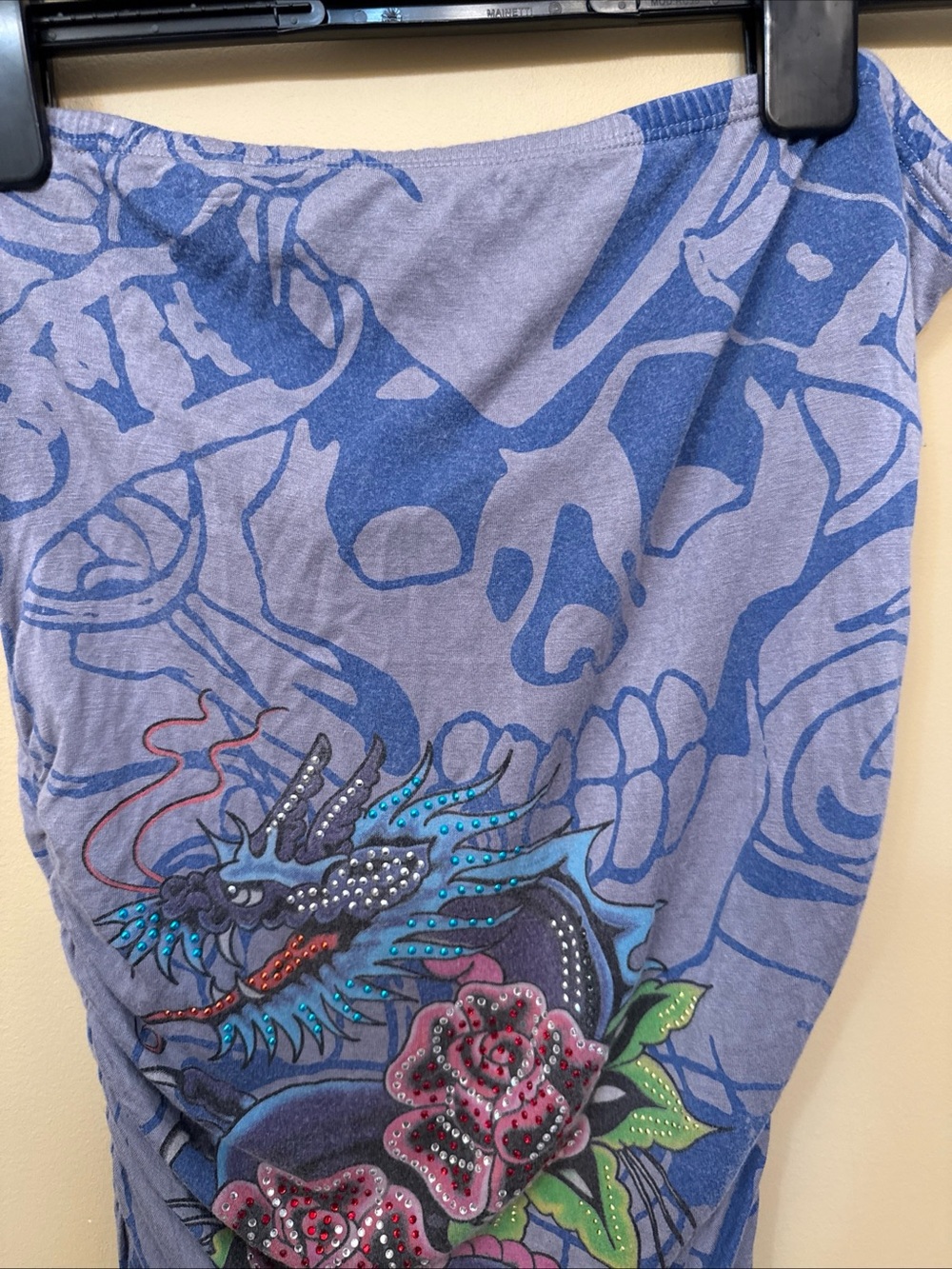 Ed Hardy Light Blue Strapless Graphic Dress - Picture 4 of 10